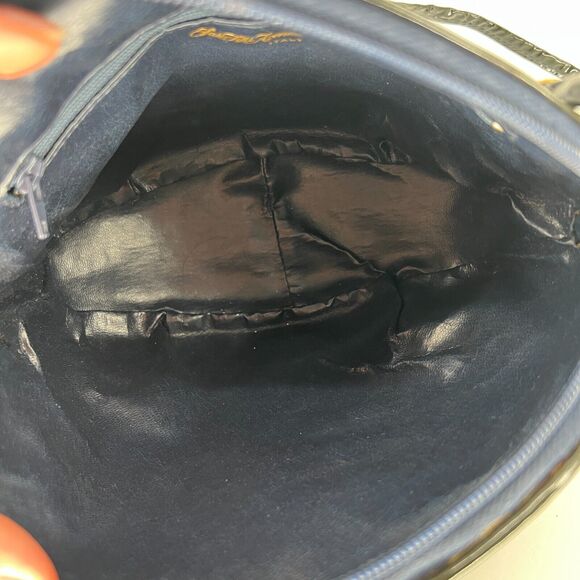 Vtg Saks‎ Fifth Avenue Handbag Green Crossbody Italy Circle Ball Patent Leather - Picture 9 of 15